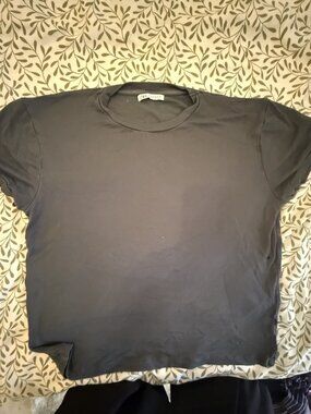 Zara Gray Crew-Neck Tee — M